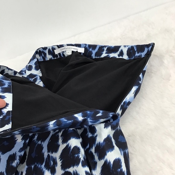 Diane Von Furstenberg Gemma Pleated Animal Print Silk Blend Skirt Size 12 - Picture 3 of 9